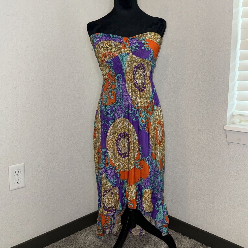Shui Si Qing Fit & Flare Dress Women's Medium Multicolor Floral Off The Shoulder